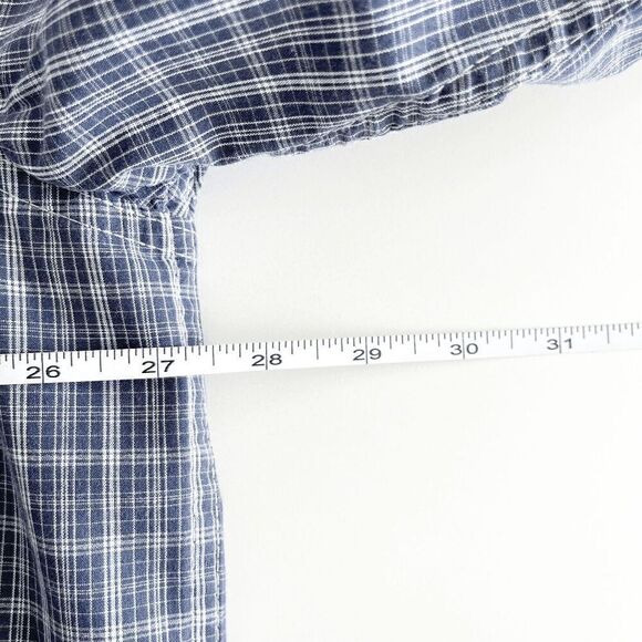 Wrangler Jeans Co. Mens Plaid Long Sleeve Cotton Button Up Shirt Navy Blue 2XL - Picture 5 of 7